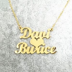 Personalized name necklace 2 names with heart